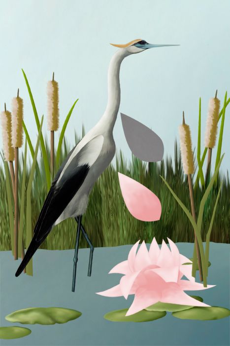 Creation of Crane in Cattails: Step 10